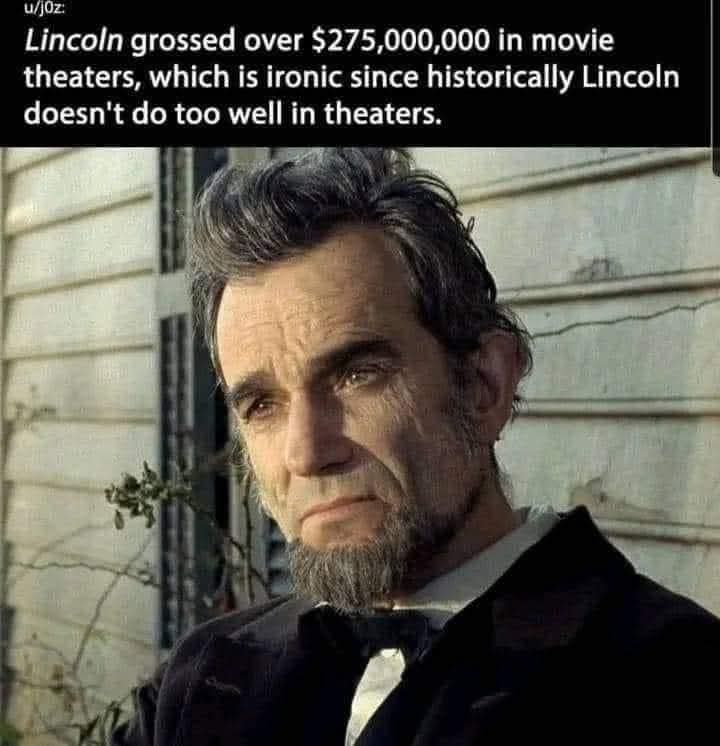 Lincoln grossed over $275,000,000 in movie theaters, which is ironic since historically Lincoln doesn't do too well in theaters.