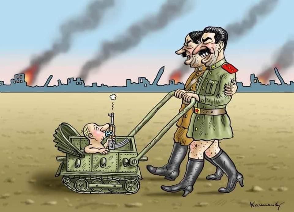 Putin with Hitler and Stalin as parents