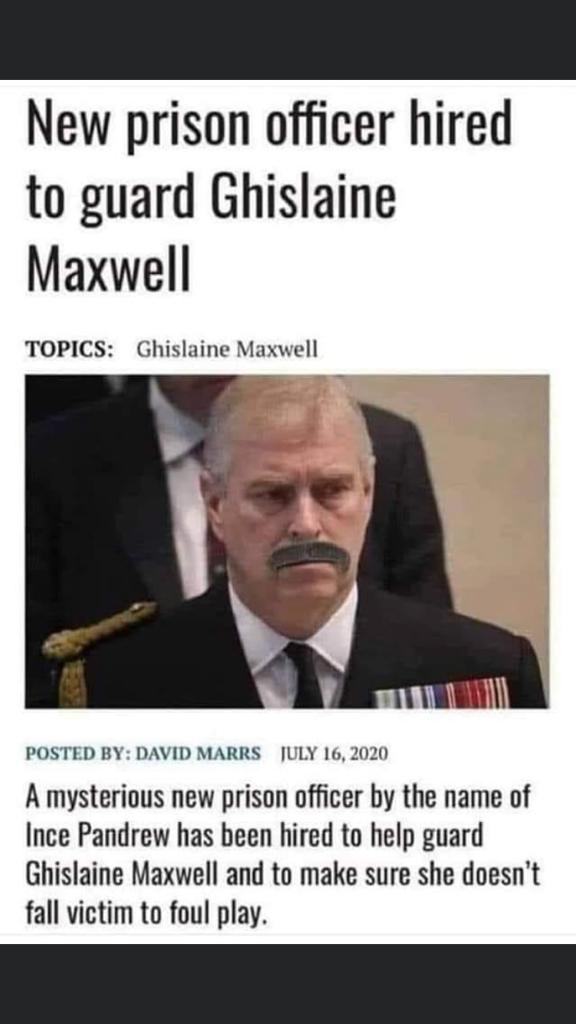 New Prison officer hired to guard Ghislaine Maxwell
A mysterious new prison office by the name of Ince Pandrew has ben hired to help guard Ghislaine Maxwell and to make sure she doesn't fall victim to foul play.