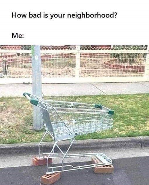 How bad is your neighborhood?
Me: