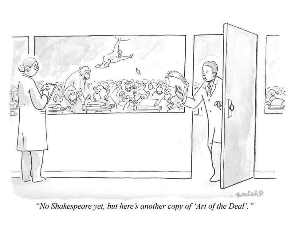 "No Shakespeare yet, but here's another copy of 'Art of the Deal'."