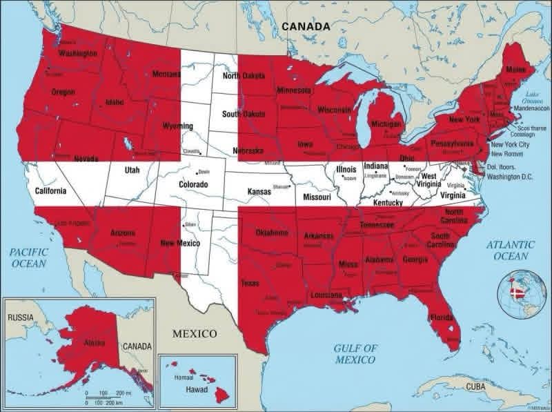 United States of Denmark
PACIFIC OCEAN  
RUSSIA  
CANADA  
MEXICO  
GULF OF MEXICO  
ATLANTIC OCEAN  
HAWAI'I