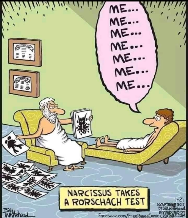 Narcissus takes a Rorschach test.
Me...
Me...
Me...
Me...
Me...
Me...
Me...