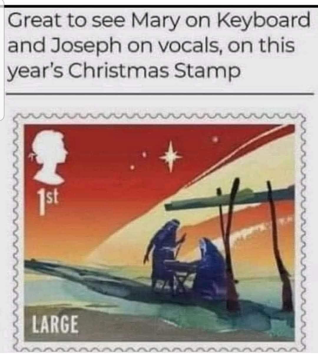 Great to see Mary on Keyboard and Joseph on vocals, on this year's Christmas Stamp  