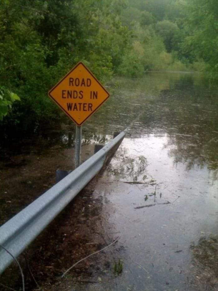 Road ends in water