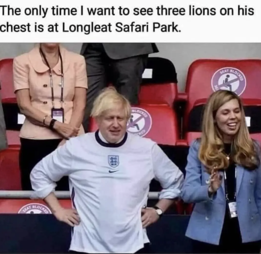 The only time I want to see three lions on his chest is at Longleat Safari Park.