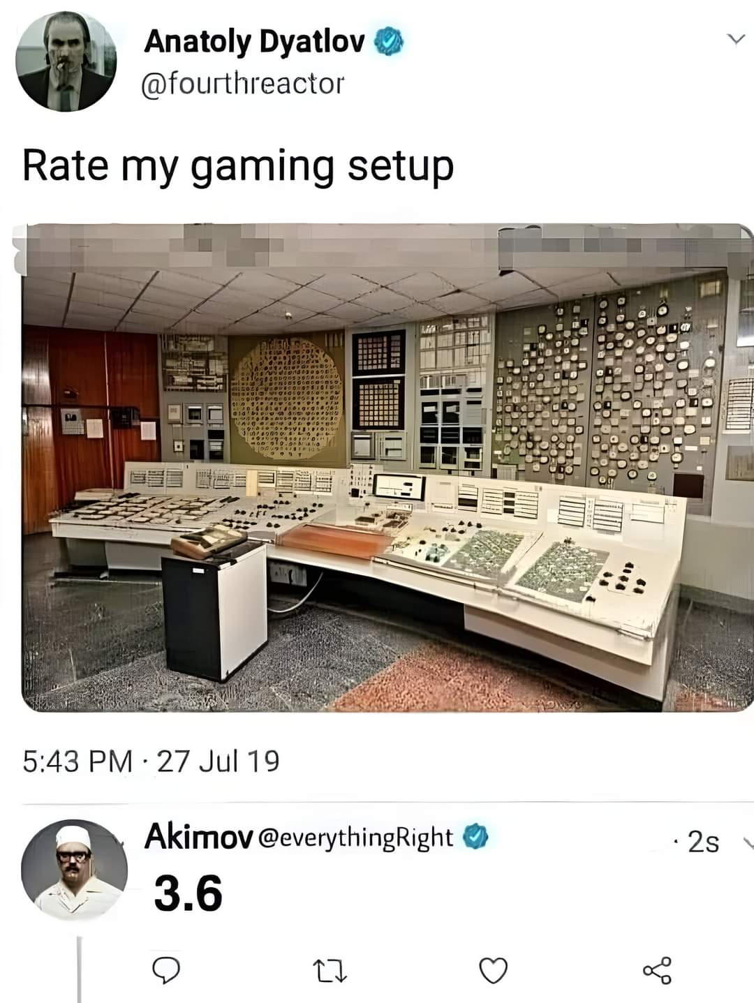 Anatoly Dylatov: Rate my gaming setup
Akimov: 3.6