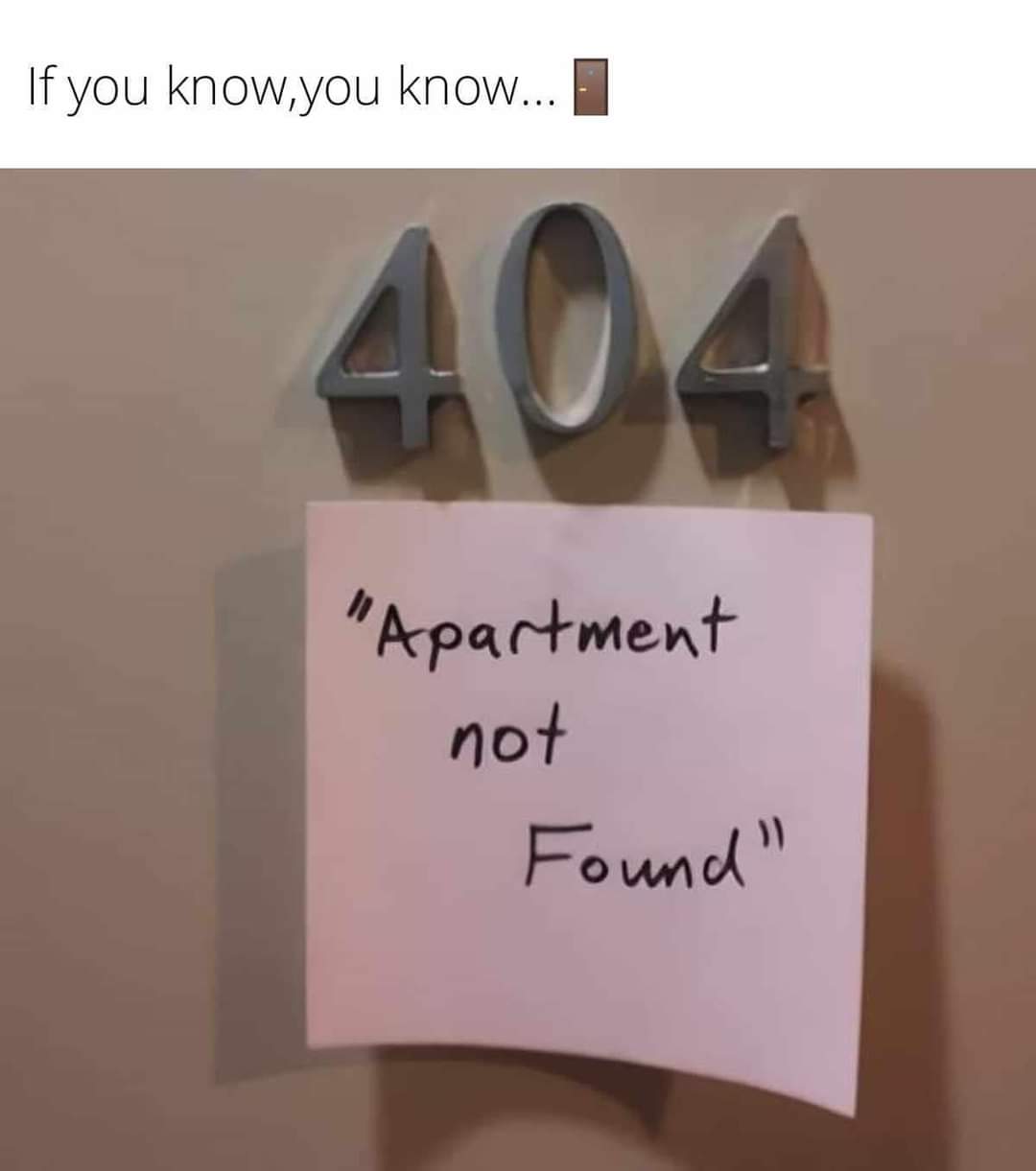 If you know, you know
404
"Apartment not found"