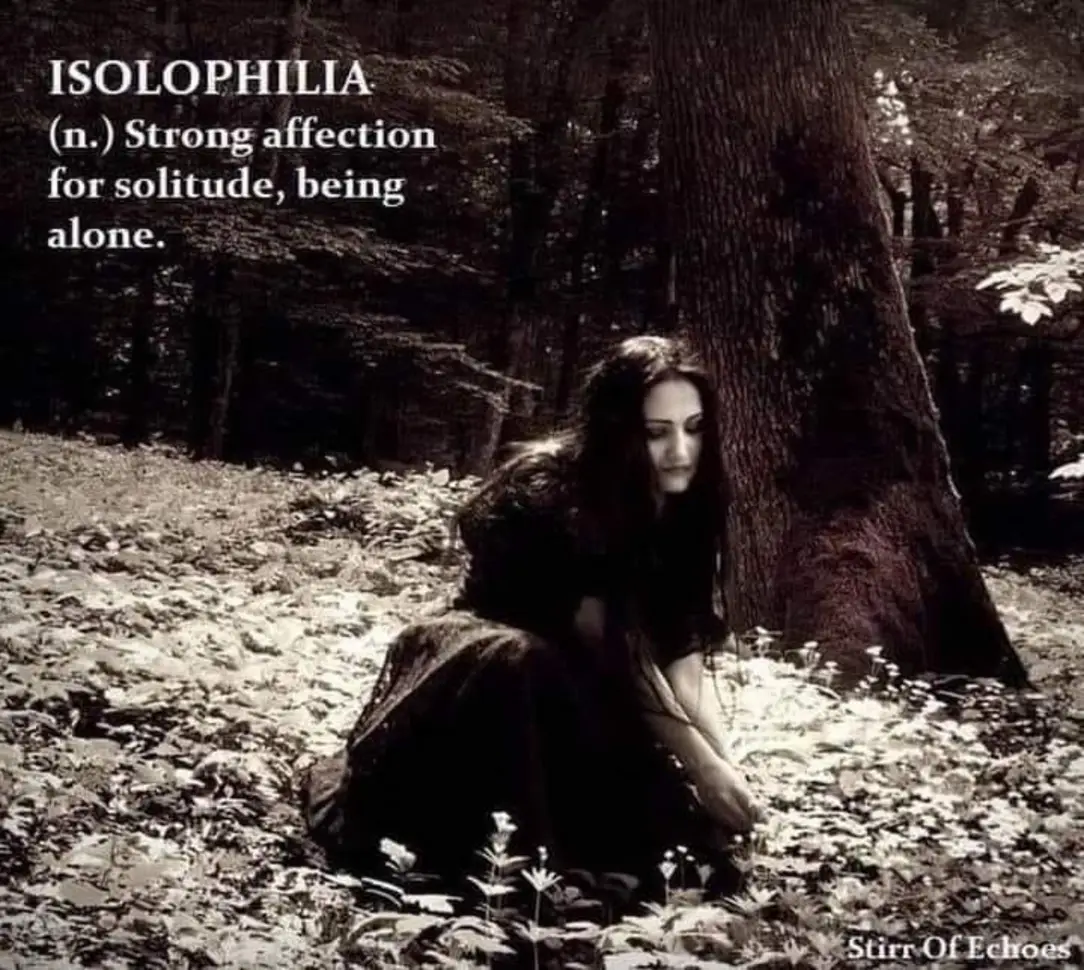 Isolophilia
(n.) Strong affection for solitude, being alone.
