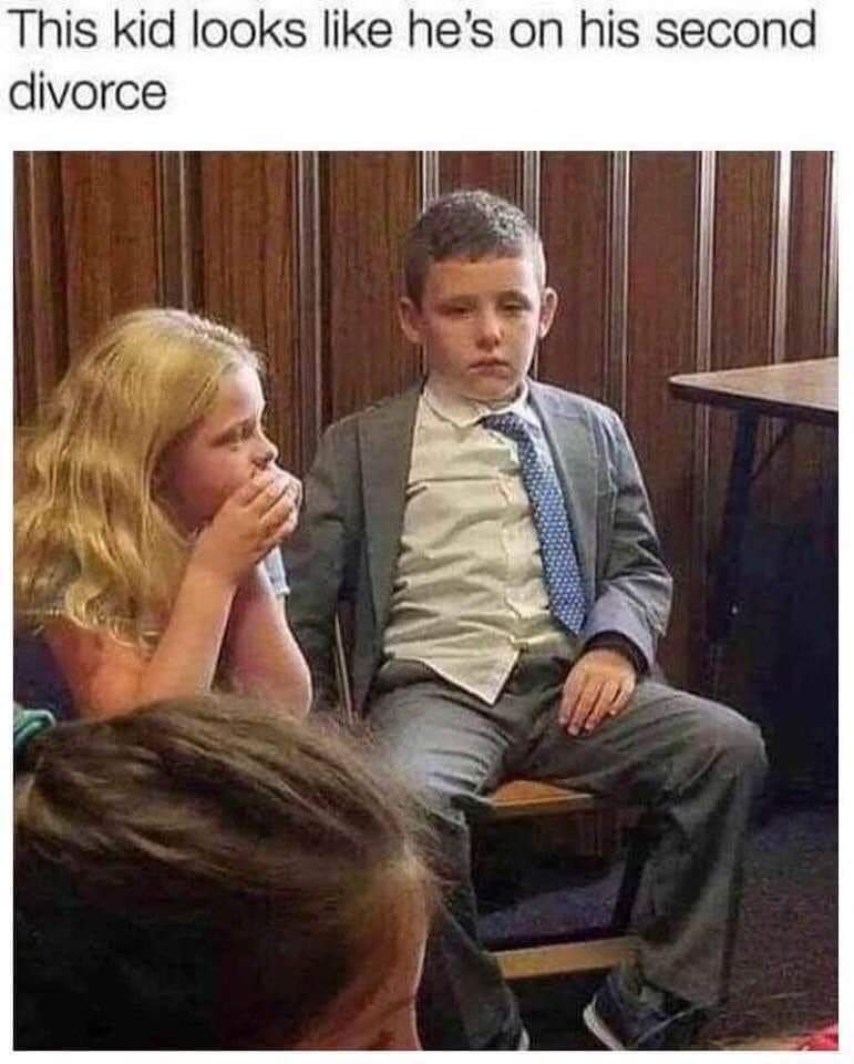 This kid looks like he's on his second divorce