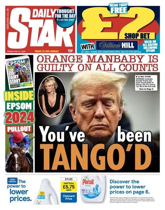 Daily Star
Orange Manbaby is guilty on all counts
You've been Tango'd