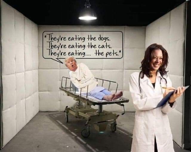 They're eating the dogs
They're eating the cats
They're eating... the pets.