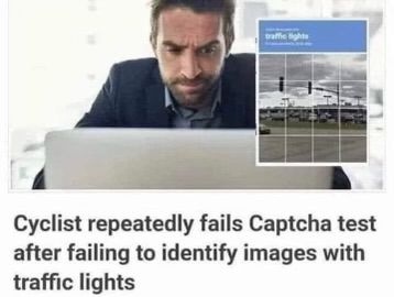 Cyclist repeatedly fails Captcha test after failing to identify images with traffic lights