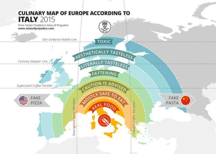 Culinary Map of Europe According to Italy 2015
Toxic
Aesthetically Tasteless
Literally Tasteless
Fattening
Caution is Advised
Mostly safe to eat
Real Food


