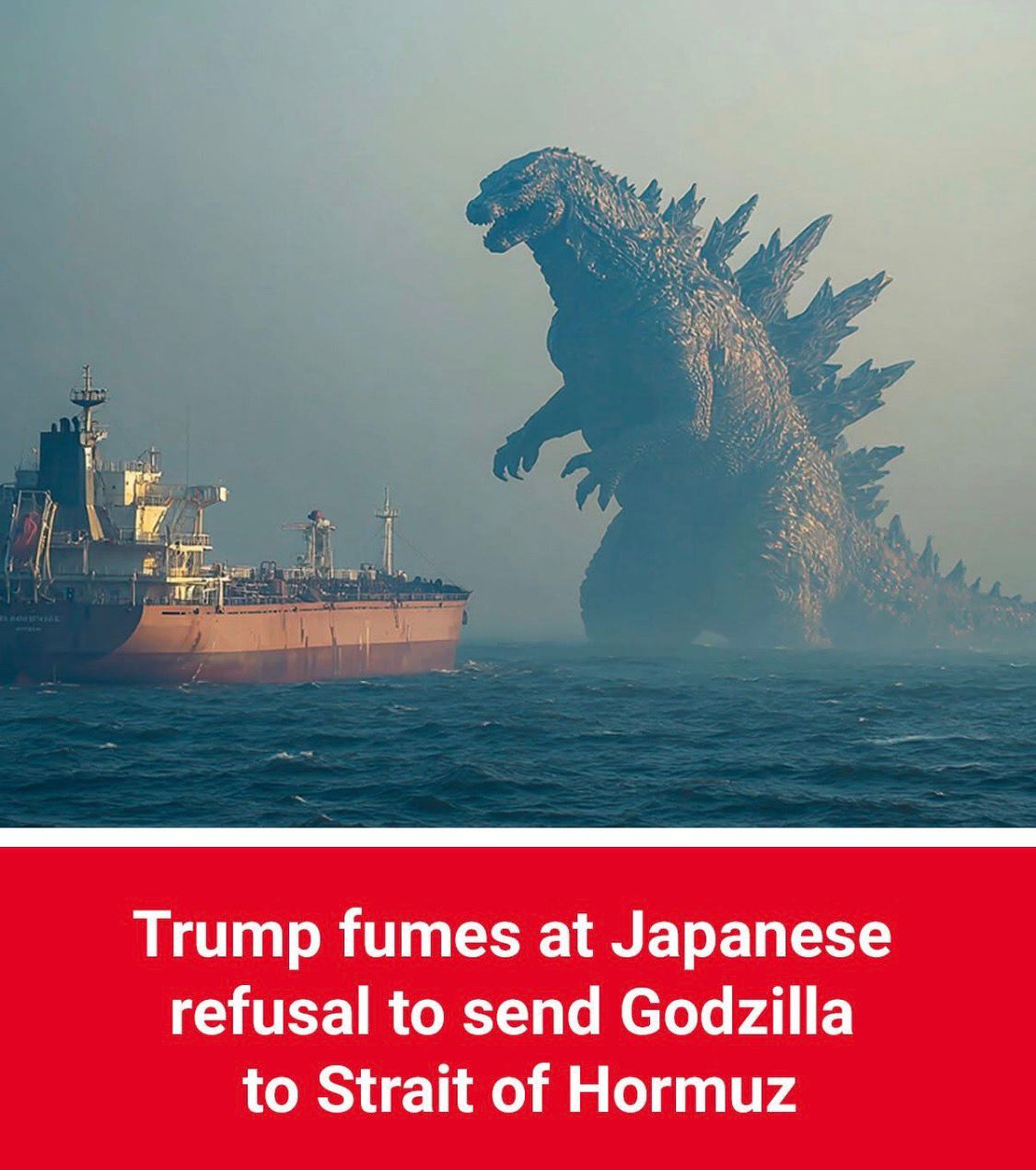 Trump fumes at Japanese refusal to send Godzilla to Strait of Hormuz