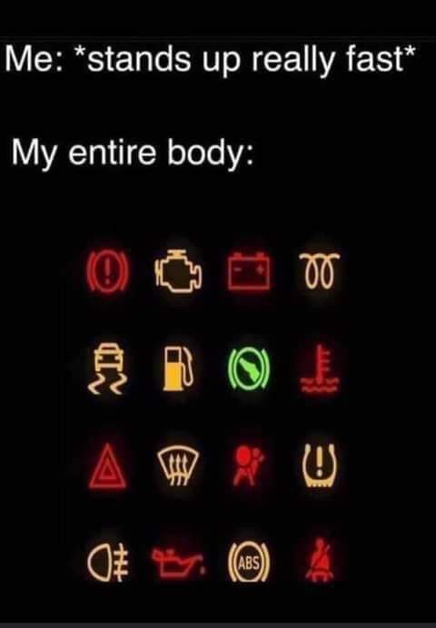 Me: *stands up really fast*
My entire body: