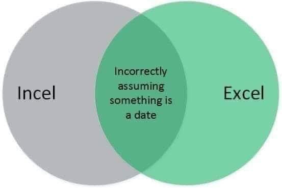 Incel
Incorrectly assuming something is a date
Excel