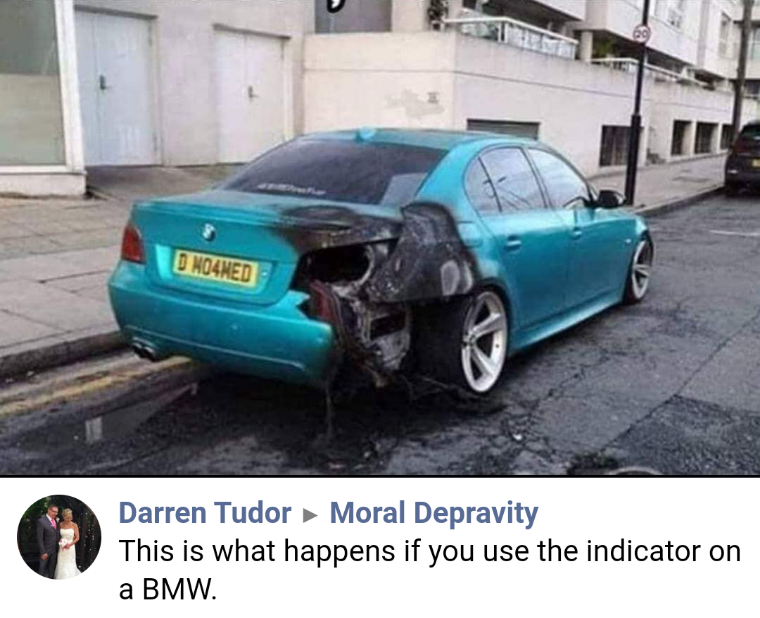 This is what happens if you use the indicator on a BMW.
